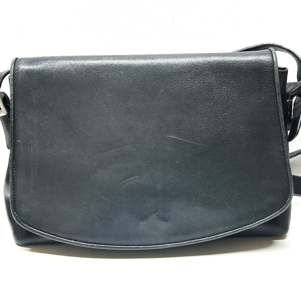 Coach black leather crossbody fold-over bag